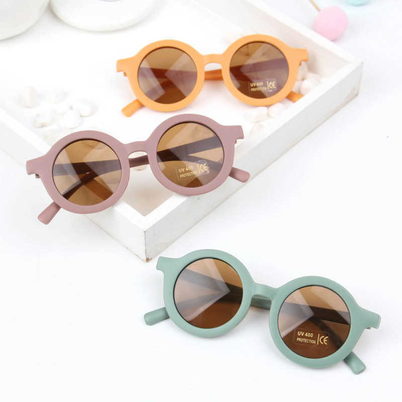 2022 Fashion Round Frame Sunglasses Boys UV400 UV Proof Glasses Kids Jewelry Frosted Anti Ultraviolet Eyewear Decorative