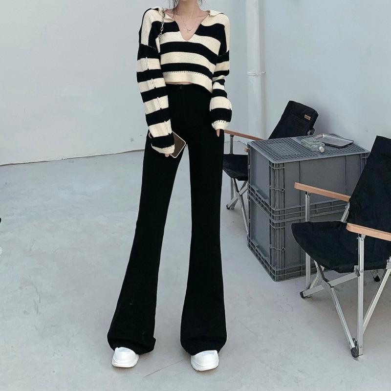 Women' Two Piece Pants Women 2022 Spring Autumn Knitted Pullovers Sweater Female Stripe Knit Jumper Tops + Flare Suits Tracksuits 2 Set G07
Women' Two Piece Pants Women 2022 Spring Autumn Knitted Pullovers Sweater Female Stripe Knit Jumper Tops + Flare Suits Tracksuits 2 Set G07