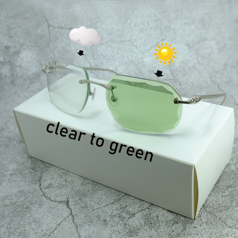 Color Change Sunglasse Carter Stylish Photochromic 4 Season Sun Glasses Two Colors Lenses Shades Eyewear Diamond Cut Sunglass 2 Color Glasses