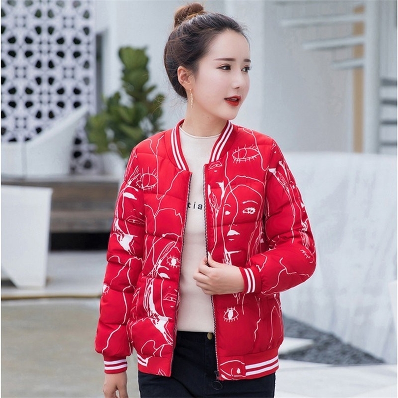 Short Casual Coat Women Thick Print Ladies Clothing Coats Winter Jacket Womens 201019