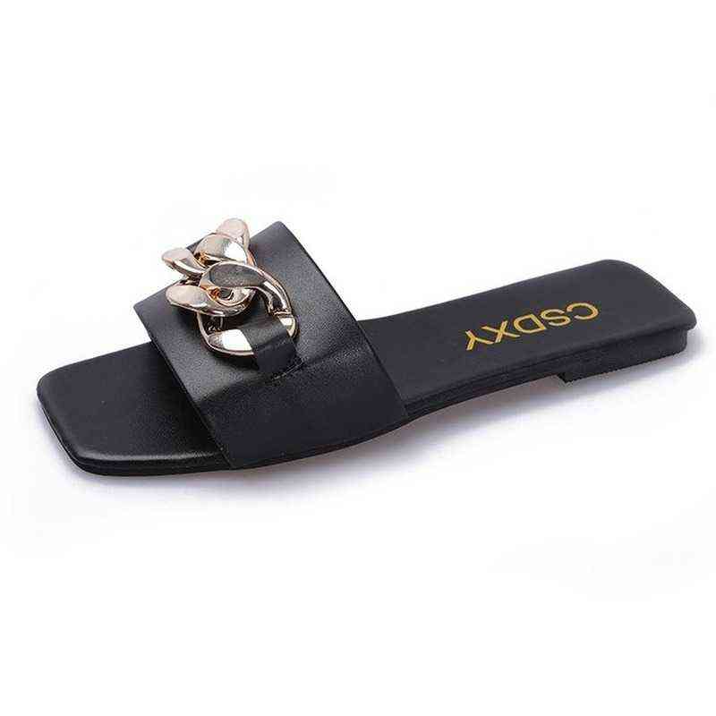 2022 Ins Women Summer Slipper Square Toe Chain Slippers Slip on Flat Slide Sandals Beach Flip Flops Casual Shoes Woman Plus Size H220409, Black
2022 Ins Women Summer Slipper Square Toe Chain Slippers Slip on Flat Slide Sandals Beach Flip Flops Casual Shoes Woman Plus Size H220409, Black
