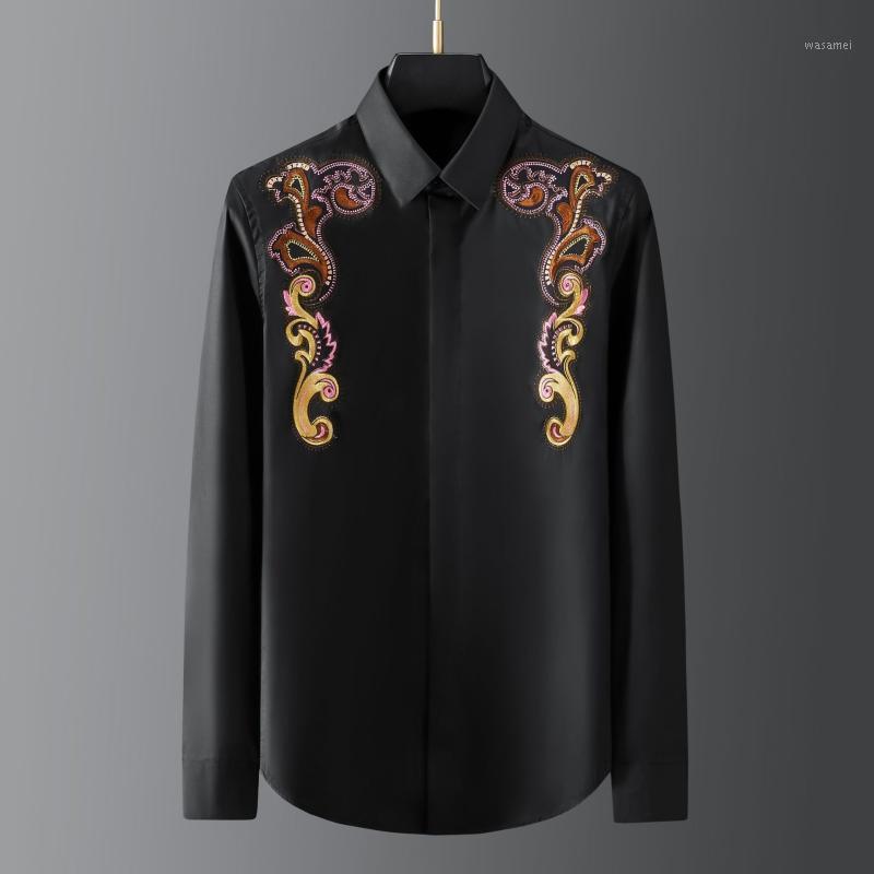 Men's Casual Shirts Tide Brand Seiko Retro Flower Embroidery Male Luxury Long Sleeve Royal Men Dress Shirt Fashion Party Man 3XL, Black
Men's Casual Shirts Tide Brand Seiko Retro Flower Embroidery Male Luxury Long Sleeve Royal Men Dress Shirt Fashion Party Man 3XL, Black
