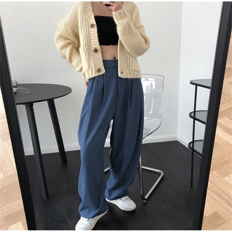 Women Wide Leg Pants High Waist Long Trousers Women Loose Straight Pants OL Suit Pants Pantalon Femme Streetwear High Quality 201228, Dark blue
Women Wide Leg Pants High Waist Long Trousers Women Loose Straight Pants OL Suit Pants Pantalon Femme Streetwear High Quality 201228, Dark blue