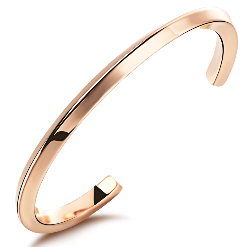 Classic Design Rose Gold Plated Stainless Steel Line Bangle Bracelet for Men Women Lovers Gift