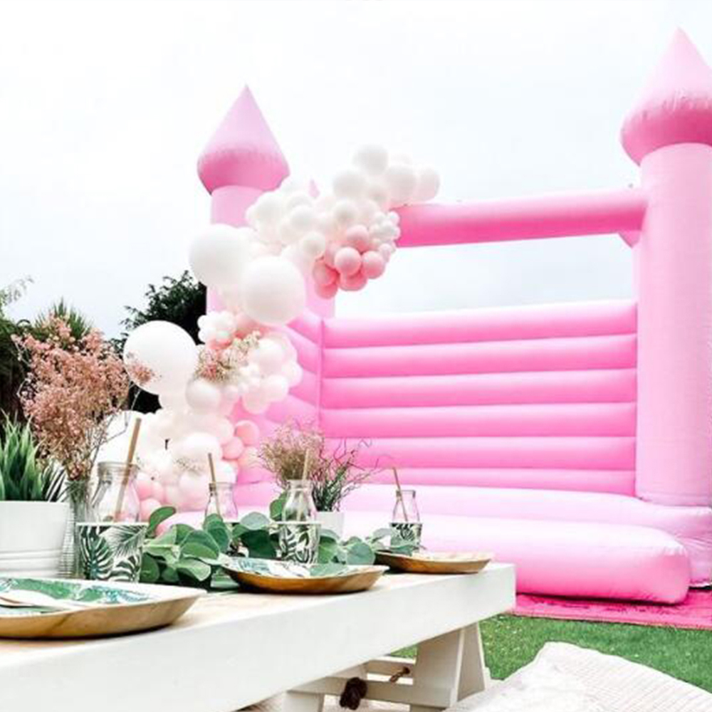 Pink Inflatable bouncy Castle white wedding bounce house combo Jumper Moon Bouncer for Party Time