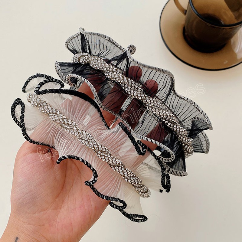 Pleated Ruffled Wavy Diamond Headband Fashion Hair Accessories Women's Trendy Temperament Hairband Hair Band Girl Headwear