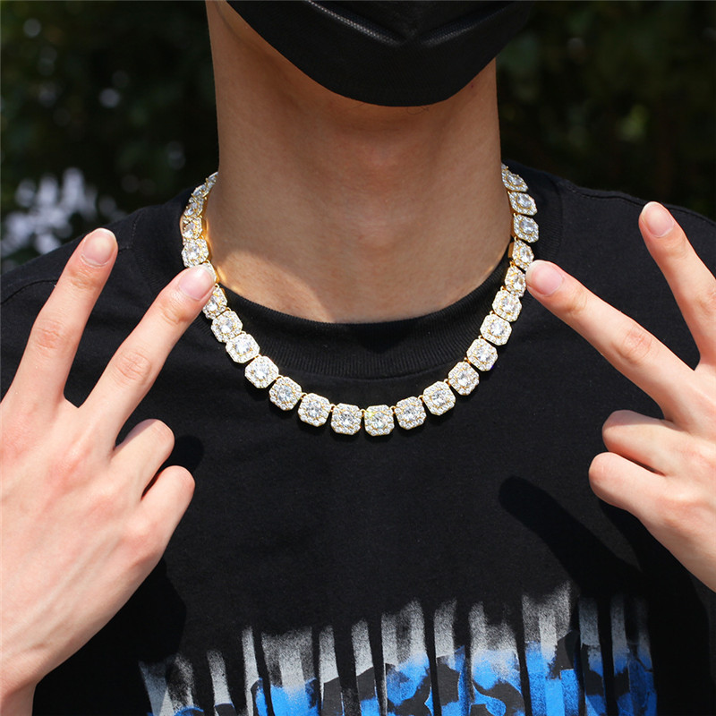 hip hop jewelry 12.5mm tennis designer copper mens gold necklace bracelet white Zirconia Ice Out Chain for Man Diamond Silver Necklaces Woman Choker C