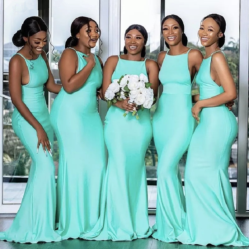 Bridesmaid Dresses Sexy Sleeveless Spandex Satin Mermaid Bridesmaid Dresses With Zipper Back Wedding Party Bridemaid Gowns