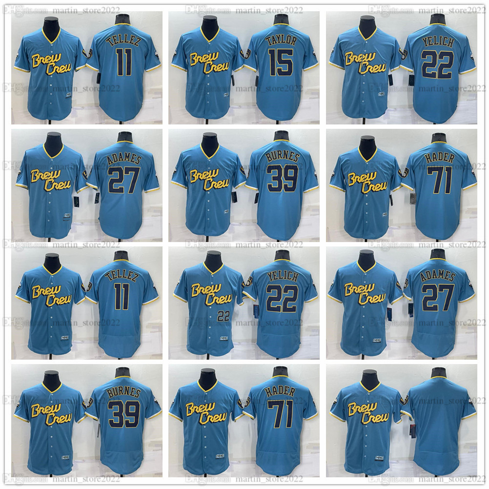 City Baseball 22 Christian Blue Yelich Jerseys 27 Willy Adames 11 Rowdy Tellez 39 Corbin Burnes 71 Josh Hader Men Women Youth
City Baseball 22 Christian Blue Yelich Jerseys 27 Willy Adames 11 Rowdy Tellez 39 Corbin Burnes 71 Josh Hader Men Women Youth