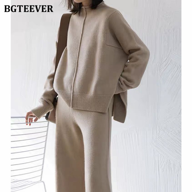 Casual Women Sweater Set O-neck Side Split Pullovers & Wide Leg Pants Autumn Winter 2 Pieces Set Women Knit Set 2022, Black
Casual Women Sweater Set O-neck Side Split Pullovers & Wide Leg Pants Autumn Winter 2 Pieces Set Women Knit Set 2022, Black