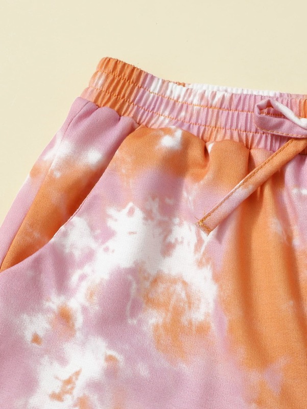 Girls Letter Embroidered Tank Top and Tie Dye Pants Set SHE