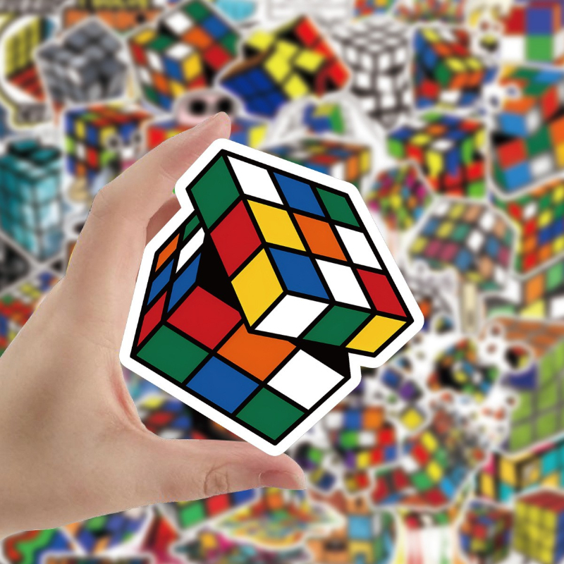 50pcs Creative Magic Cube stickers Rubik's cube Graffiti Kids Toy Skateboard car Motorcycle Bicycle Sticker Decals Wholesale