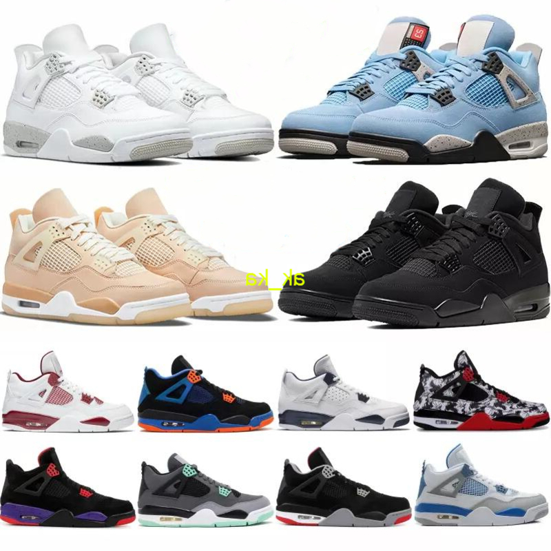 

10 days delivered High 4s 4 Basketball shoes University blue white oero shimmer Black Cat Lightning union noir Fire red bred Pure Money meta, Box