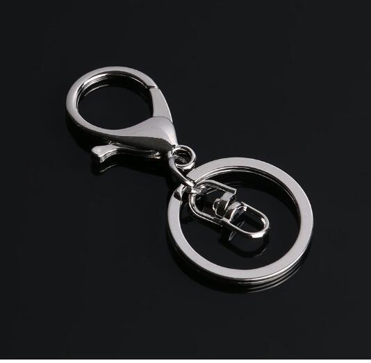 50pcs 30mm Keyring Multiple Colors Key Chains Rings Round Golden Silver-Plate Hook Lobster Clasp Keychain 220411