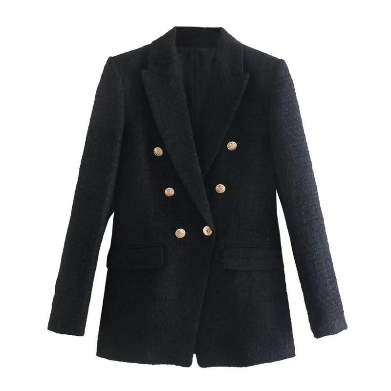Women's Suits & Blazers Huaxiafan Women Fashion With Metal Button Tweed Blazer Coat Vintage Long Sleeve Flap Pockets Female Outerwear Chic V, As picture
Women's Suits & Blazers Huaxiafan Women Fashion With Metal Button Tweed Blazer Coat Vintage Long Sleeve Flap Pockets Female Outerwear Chic V, As picture