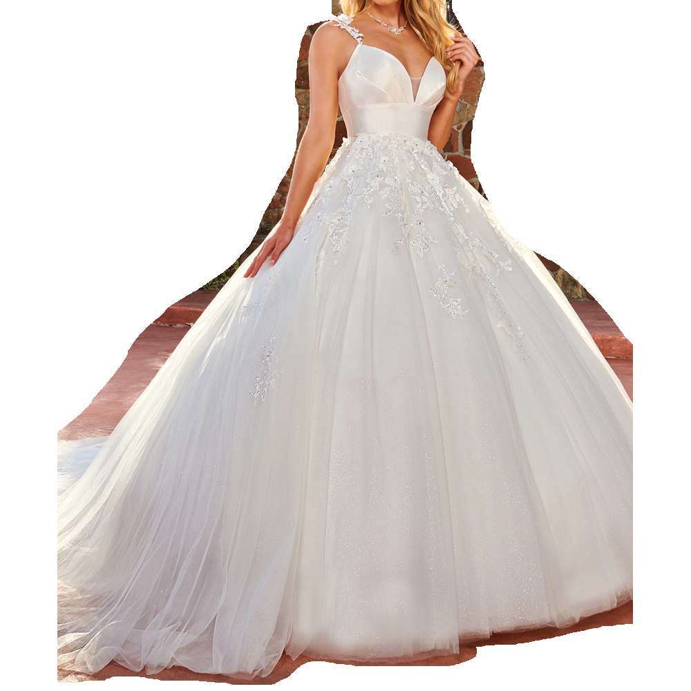 Fancy Ball Gown Wedding Dresses with Cape Bridal Gowns Court Train Sweetheart Spaghetti Tulle Organza with Applique