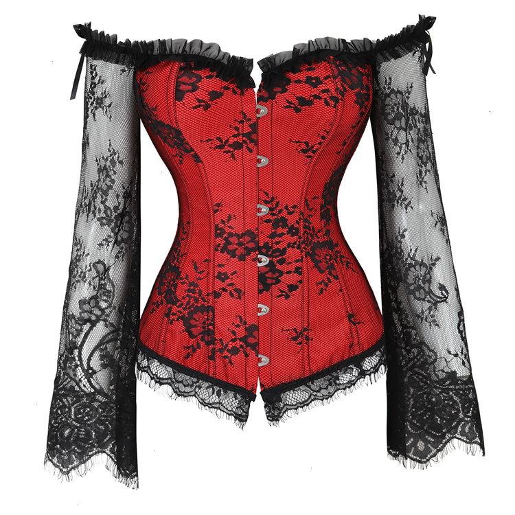 Women Sexy Lace Corset Shaper Steampunk Off-shoulder Sleeves Embroidered Vintage Floral Elegant Bustier Lingerie Wedding, White 
Women Sexy Lace Corset Shaper Steampunk Off-shoulder Sleeves Embroidered Vintage Floral Elegant Bustier Lingerie Wedding, White