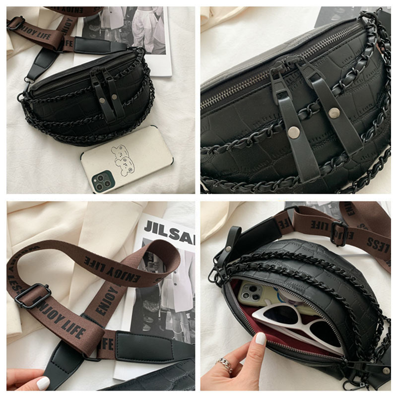 Luxury Chain Waist Bag Phone Pack And Purse For Women Belt Bags Stone pattern Female Fanny pack Fashion Brand 220509