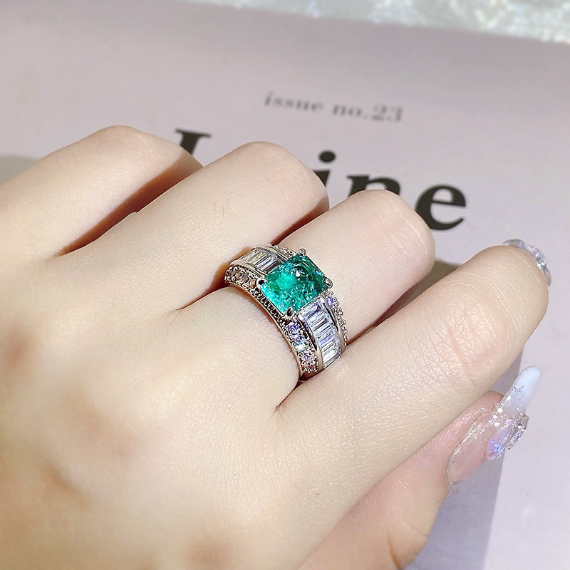 Choucong Brand Wedding Rings Luxury Jewelry 925 Sterling Silver Fill Radiant Cut Emerald CZ Diamond Gemstones Party Women Eternity Women Engagement Ba