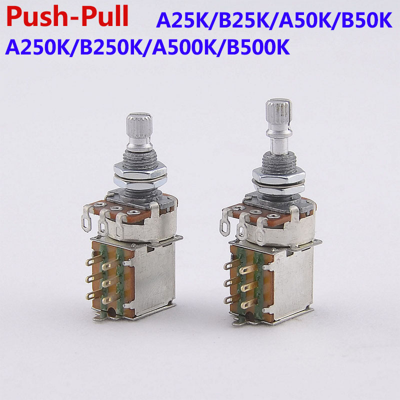 1 Piece Alpha Push Pull Potentiometer(POT) For Electric Guitar Bass 25K/B50K/250K/500K
1 Piece Alpha Push Pull Potentiometer(POT) For Electric Guitar Bass 25K/B50K/250K/500K