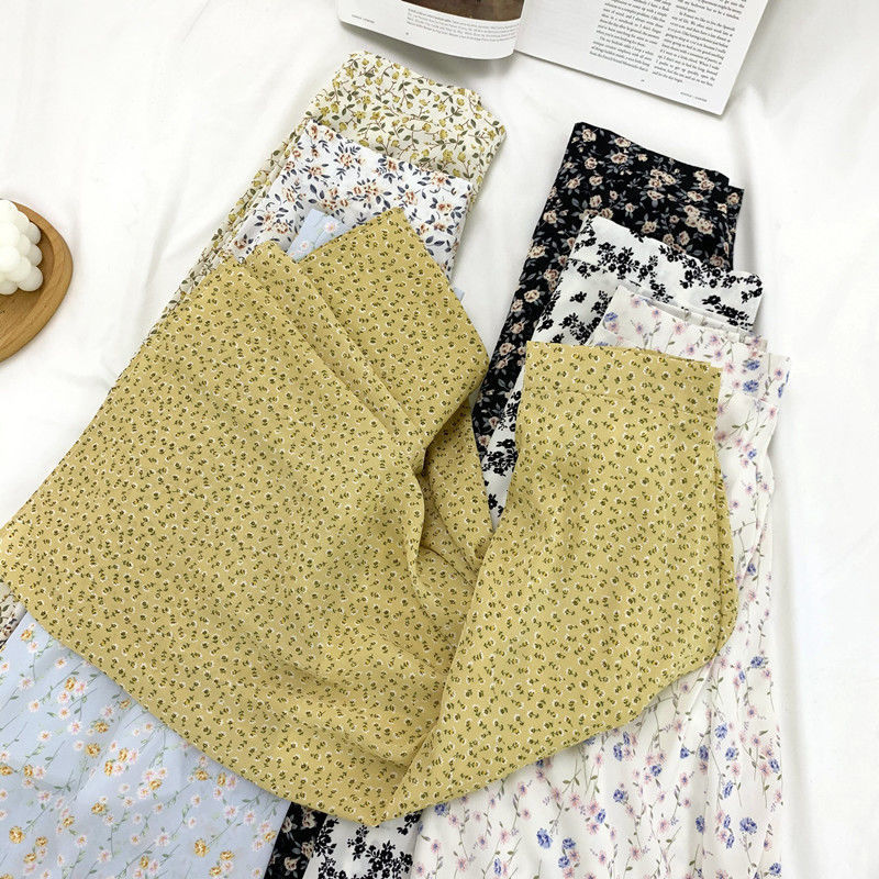 7 Colors Skirts Women Sweet Summer Retro Female Harajuku Student Ins Aline Basic Floral Arrival Holiday Soft Faldas Midi 220701