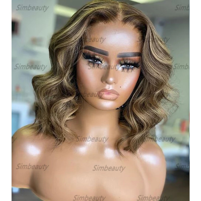 Glueless Full Lace Human Hair Wigs with Baby Hairs Highlight Brown Water Wave Short Bob 360 Lace Frontal Wigss Remy Bleached Knots, As picture color
Glueless Full Lace Human Hair Wigs with Baby Hairs Highlight Brown Water Wave Short Bob 360 Lace Frontal Wigss Remy Bleached Knots, As picture color