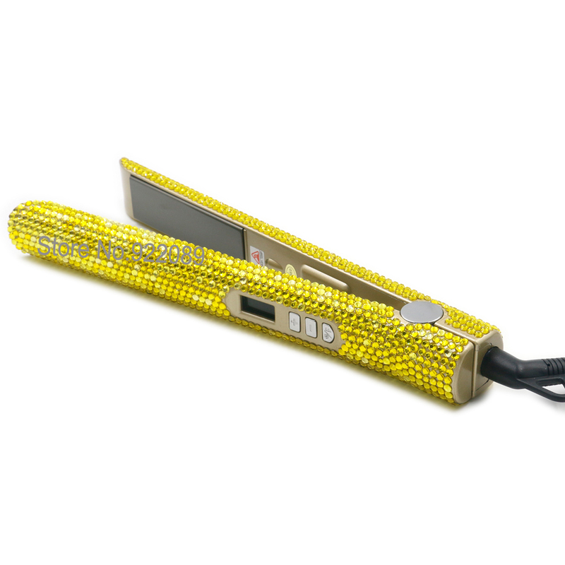 Crystal Flat Iron 480 Degree Plate Diamond Hair Straightener Salon Styling Tools 220623