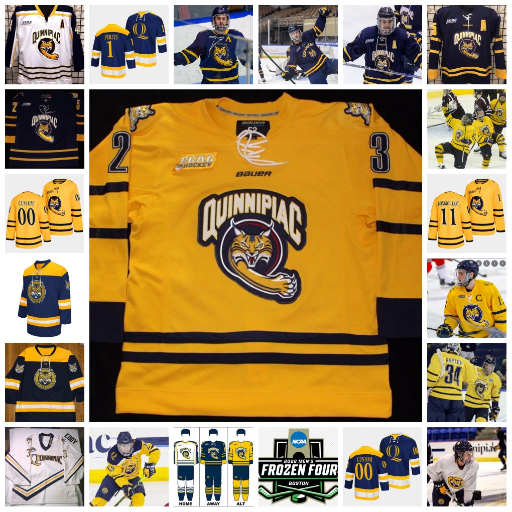 2022 NCAA Frozen Four Custom QU Quinnipiac Bobcats Hockey Jersey Bryan Leitch Odeen Tufto 20 Reid Cashman 4 Connor Clifton 29 Connor Jones 20 Matthew Peca 6 Devon Toews, Navy2
2022 NCAA Frozen Four Custom QU Quinnipiac Bobcats Hockey Jersey Bryan Leitch Odeen Tufto 20 Reid Cashman 4 Connor Clifton 29 Connor Jones 20 Matthew Peca 6 Devon Toews, Navy2