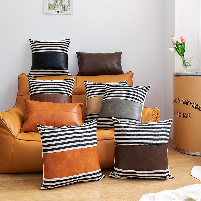Cushion/Decorative Pillow Cilected Nordic Striped Pu Stitching Cover Home Decoration Faux Leather Contrasting Color Sofa Cushion 45X45Cm, C3 45x45cm
Cushion/Decorative Pillow Cilected Nordic Striped Pu Stitching Cover Home Decoration Faux Leather Contrasting Color Sofa Cushion 45X45Cm, C3 45x45cm