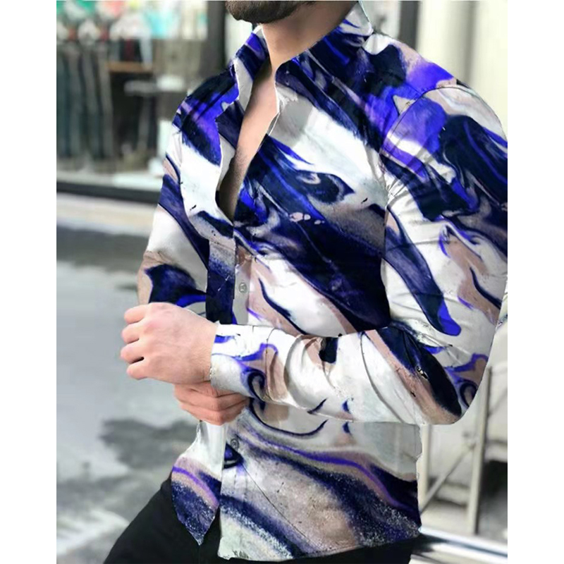 Shirts For Mens Vintage Splicing Loose Button Casual Long Sleeve Men Shirt Streetwear Autumn Fashion Turn-down Collar Top 220322