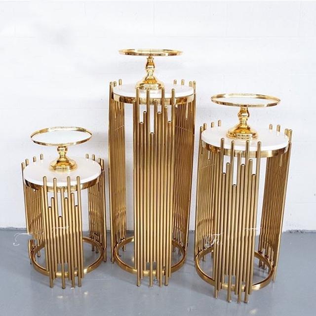 Grand Event Backdrops Dessert Floral Display Wedding Decoration gold Metal Plinth Table Background Arch Party Birthday Stage Cake Crafts Balloons Hold