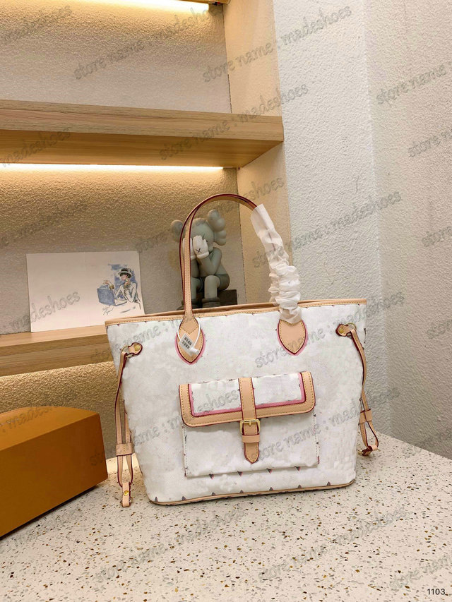 

Never MM Tote M20921 Full Shopping Bag With Pouch Clutch Womens Fall For You 2022 Luxurys Handbag Designer Colored Monograms Composite Bag Cross Body