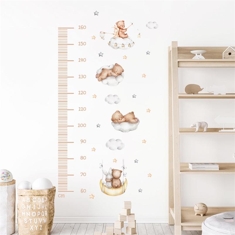 Cartoon Baby Height Measurement Bear Clouds Moon Stars Wall Sticker Nursery Vinyl Wall Decals Kids Bedroom Interior Home Decor 220613 
Cartoon Baby Height Measurement Bear Clouds Moon Stars Wall Sticker Nursery Vinyl Wall Decals Kids Bedroom Interior Home Decor 220613