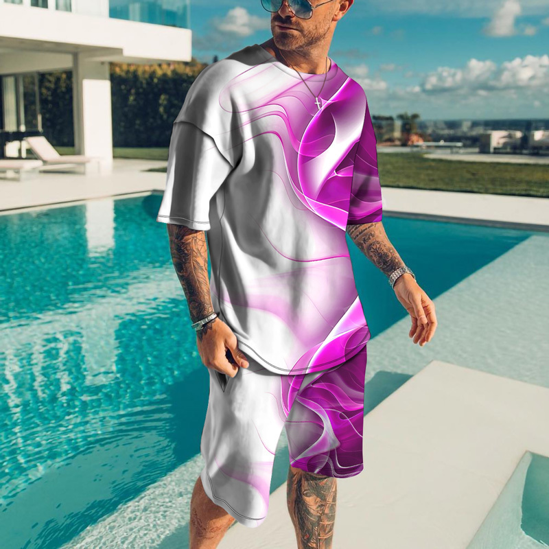 Men s Sets Summer Short Sleeve T Shirt Suit Fashion 2 Piece Streetwear 3D Print Sports Beach Shorts Tracksuit Male Clothes 220526