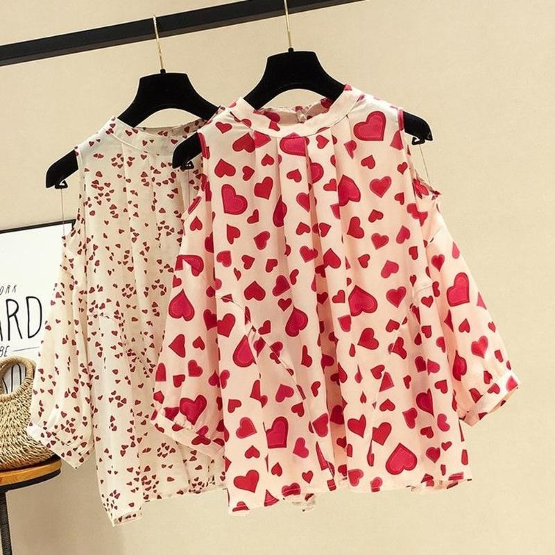Women's Blouses & Shirts Designer Style Women Clothing Cold Shoulder Chiffon Casual Cropped Sleeves Summer Korean Loose Blouse Heart Print T, Beige
Women's Blouses & Shirts Designer Style Women Clothing Cold Shoulder Chiffon Casual Cropped Sleeves Summer Korean Loose Blouse Heart Print T, Beige