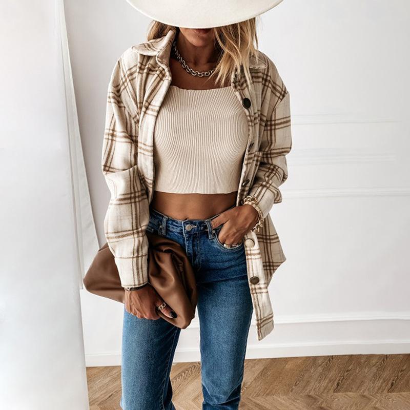 Women' Jackets CLAP2022 Autumn Winter Oversized Female Plaid Shirt Jacket Plush Long Sleeve Ladies Tops Outwear Loose Women Coats Drop, Beige
Women' Jackets CLAP2022 Autumn Winter Oversized Female Plaid Shirt Jacket Plush Long Sleeve Ladies Tops Outwear Loose Women Coats Drop, Beige
