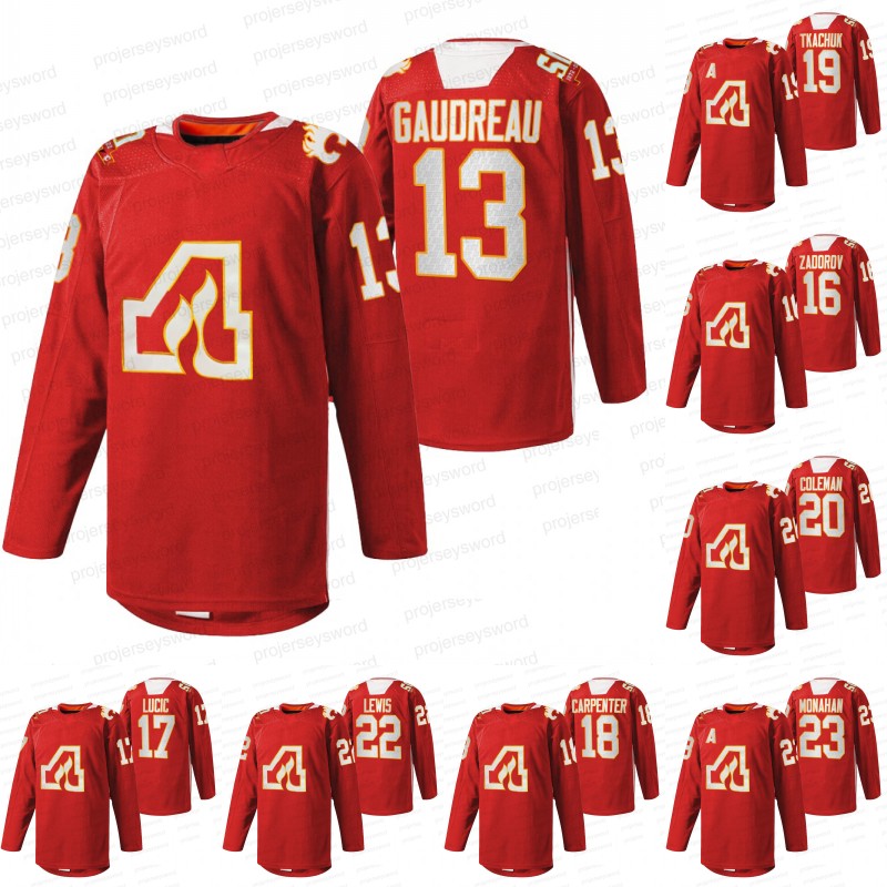 50th Anniversary Warm-Up Red Jersey Calle Jarnkrok Andrew Mangiapane Dan Vladar Tyler Toffoli Oliver Kylington Noah Hanifin Erik Gudbranson Johnny Gaudreau, Custom
50th Anniversary Warm-Up Red Jersey Calle Jarnkrok Andrew Mangiapane Dan Vladar Tyler Toffoli Oliver Kylington Noah Hanifin Erik Gudbranson Johnny Gaudreau, Custom