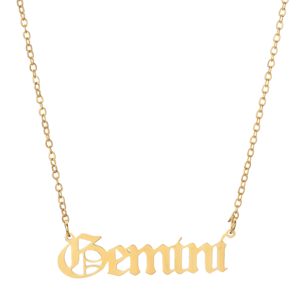 New stainless steel hollow twelve constellation necklace English pendant titanium steel clavicle chain factory direct supply
New stainless steel hollow twelve constellation necklace English pendant titanium steel clavicle chain factory direct supply