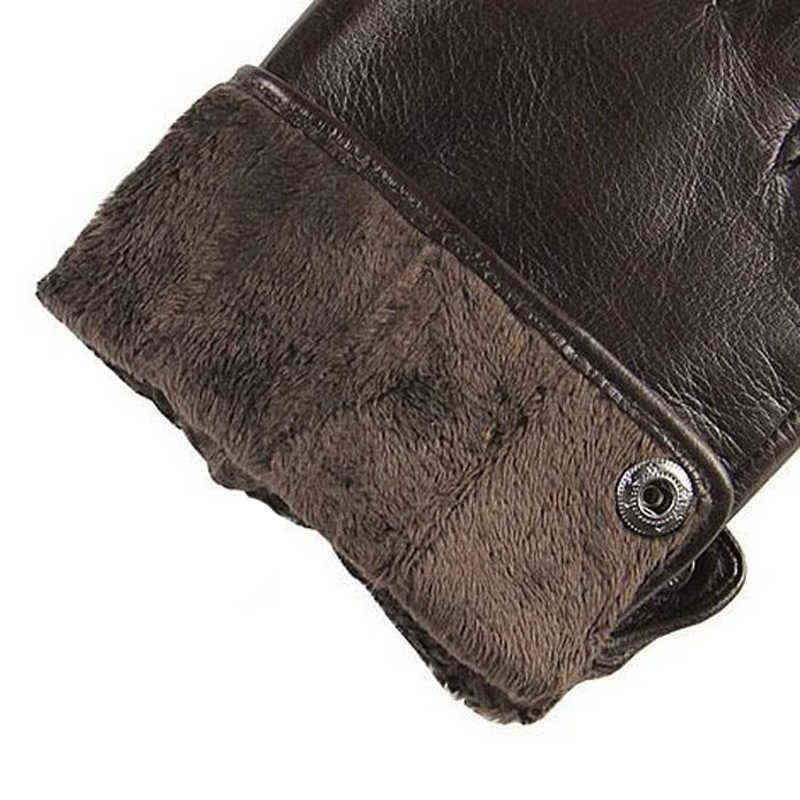 Fashion Men Real Sheepskin Gloves Wrist Solid Winter Lambskin Genuine Leather For Male Warm Driving Glove M001NC T220815