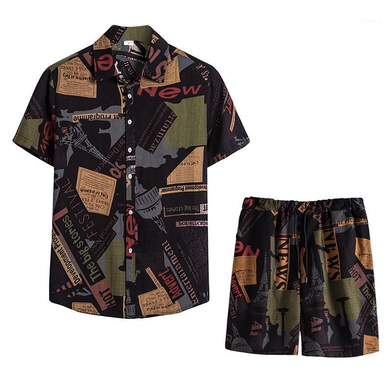 Casual Printed Short Sleeve Shirts Men Fashion Street Summer 2-piece Beach & Shorts Pants Sets Men's Polos, Black
Casual Printed Short Sleeve Shirts Men Fashion Street Summer 2-piece Beach & Shorts Pants Sets Men's Polos, Black