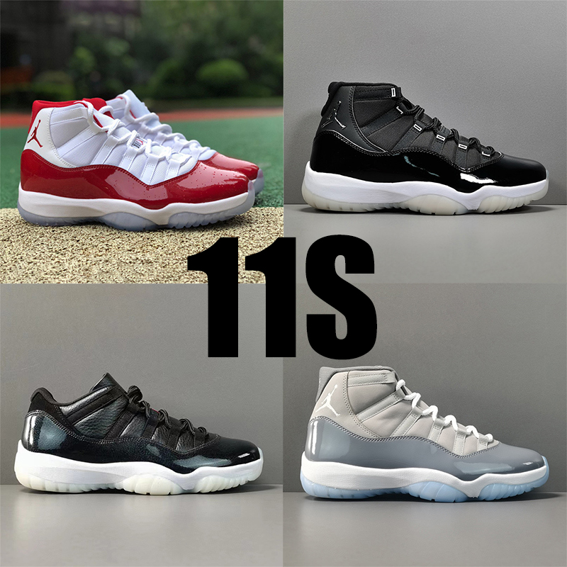 Nike air jordan 11 chaussures de basket-ball 11s hommes baskets cool gris faible 72-10 25e anniversaire concord élevé 45 pantone citron légende b