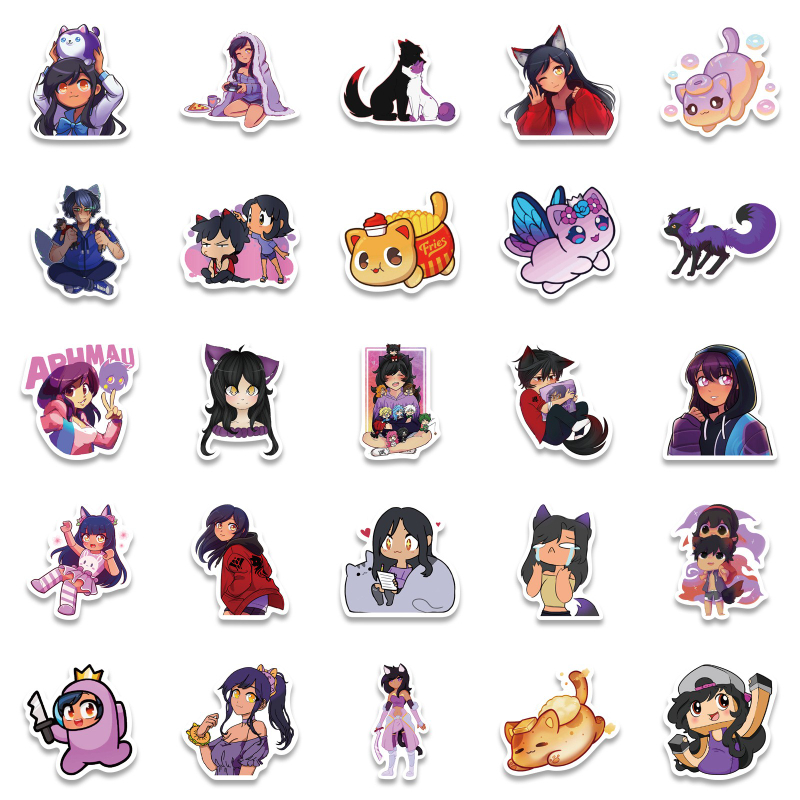50pcs Cute Kawaii Aphmau stickers aphmauplush graffiti Stickers for DIY Luggage Laptop Skateboard Bicycle Sticker