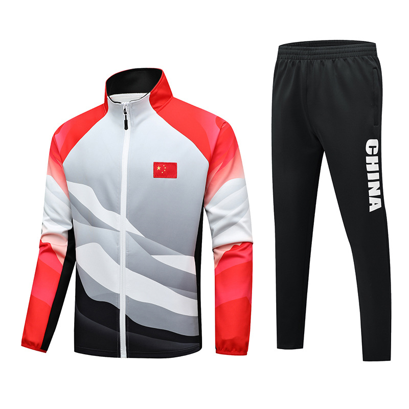 Men's Tracksuits Unisex Student Uniform Chinese Teams Tennis Player Training Suits Jacket + Pants Athlete Award Winning National Team Clothing