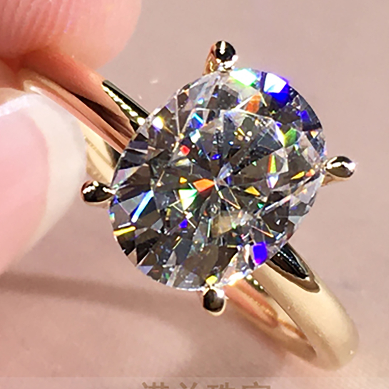 10K Au417 Yellow Gold Women Ring Diamonds 1 2 3 4 5 Carat Oval Wedding Party Engagement Anniversary Ring Trendy 220816