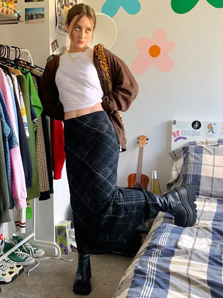 Rapcopter Striped Long Skirts Retro y2k Straight High Waisted Summer Women Sweet Cute Party Grunge Trendy 220701