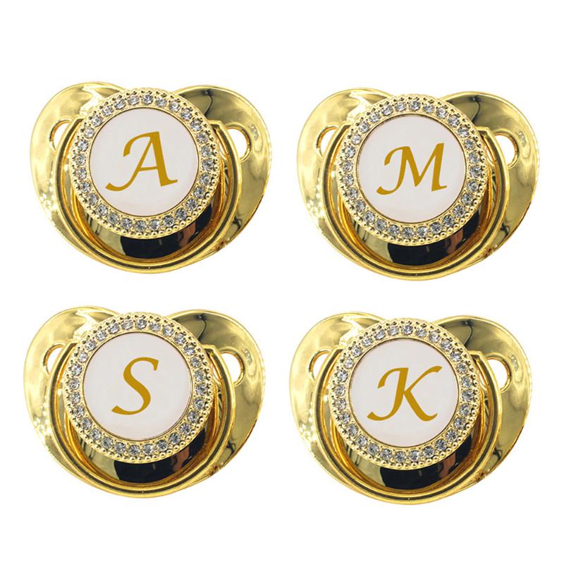 Pacifiers# Name Initial Letters Baby Pacifier Gold Bling Rhinestone Silicone Infant Nipple BPA Free Born Soother DummyPacifiers#
Pacifiers# Name Initial Letters Baby Pacifier Gold Bling Rhinestone Silicone Infant Nipple BPA Free Born Soother DummyPacifiers#