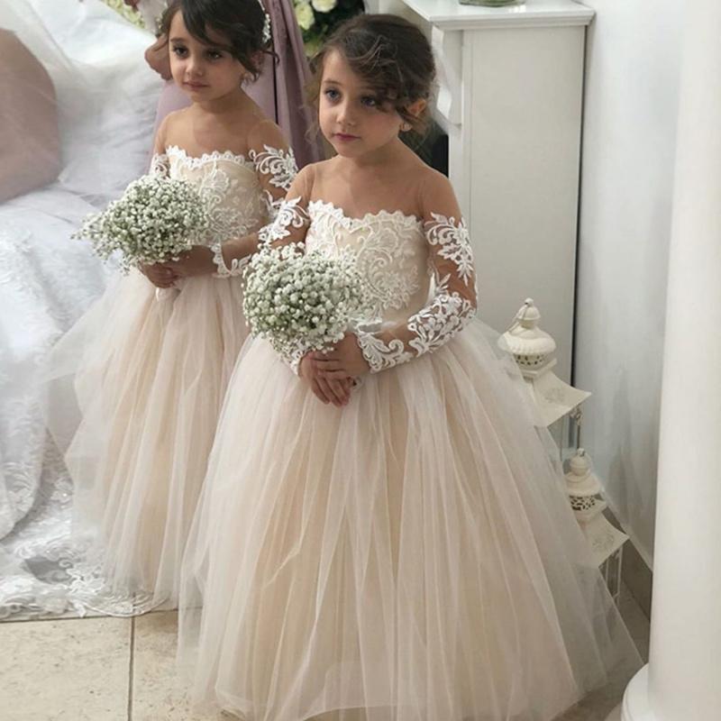 Girl's Dresses Elegant Champagne Flower Girl Dress Long Sleeves Lace Applique Tulle Princess First Communion Prom Party DressesGirl's, Picture color
Girl's Dresses Elegant Champagne Flower Girl Dress Long Sleeves Lace Applique Tulle Princess First Communion Prom Party DressesGirl's, Picture color
