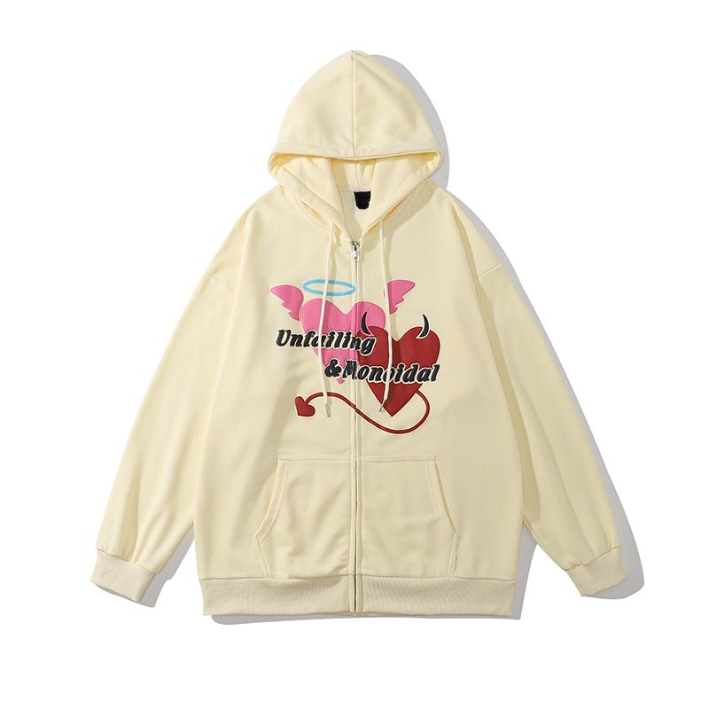 Women' Hoodies & Sweatshirts Angel Little Devil Heart Print Women High Street Vintage Sweatshirt Loose Casual Zip Up Hoodie Clothes TopsWom
Women' Hoodies & Sweatshirts Angel Little Devil Heart Print Women High Street Vintage Sweatshirt Loose Casual Zip Up Hoodie Clothes TopsWom