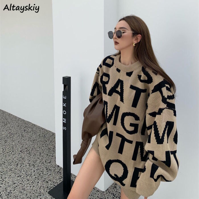 Pullovers Women Autumn Winter All-match O-neck Letter Harajuku Loose Slim Simple Casual Korean Style Fashion Female Sweaters, Khaki
Pullovers Women Autumn Winter All-match O-neck Letter Harajuku Loose Slim Simple Casual Korean Style Fashion Female Sweaters, Khaki