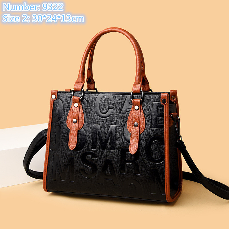 Wholesale leathers shoulder bags simple large-capacity contrast leather handbag elegant Joker embossed women tote bag street trend three-piece fashion backpack